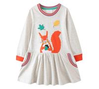 Kfnire Robe Fille | Robe T-Shirt en Coton à Manches Longues Fille 2-3 Ans