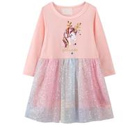 Kfnire Robe Fille | Robe T-Shirt en Coton à Manches Longues Fille 2-3 Ans