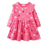 Kfnire Robe Fille | Robe T-Shirt en Coton à Manches Longues Fille 3-4 Ans