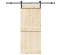 KFPOERTFGD Kit de ferrures de porte coulissante en acier noir - 200 cm | Avec roulettes et guide au sol, système coulissant silencieux, pour portes de 100 cm