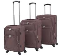 KFPOERTFGD Lot de 3 valises souples marron café avec roulettes à 360 degrés, poignée télescopique, volume de rangement extensible, tissu Oxford résistant, marron, L, Vintage