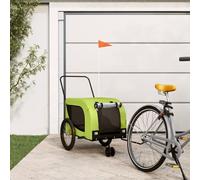 KFPOERTFGD Remorque de vélo pour chien, en tissu Oxford, vert | Charge maximale : 45 kg, avec réflecteurs et drapeau, fenêtre en maille pour la circulation de l'air