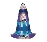 KFRXXZQB Adorable dauphins - Cape à capuche imprimée pour jeunes - Cape imprimée réglable pour événements d'Halloween, théâtre scolaire et costumes M