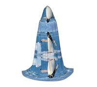 KFRXXZQB Adorable pingouin - Cape à capuche imprimée pour jeunes - Cape imprimée réglable pour événements d'Halloween, théâtre scolaire et costumes M
