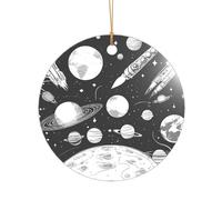 KFRXXZQB Astronaute et extraterrestre - Pendentif en acrylique doré - Ornement personnalisable haute clarté pour Noël et décoration de mariage.