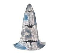 KFRXXZQB Avion Art - Cape à capuche imprimée pour jeunes - Cape imprimée réglable pour événements d'Halloween, théâtre scolaire et costumes L