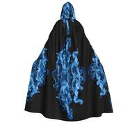 KFRXXZQB Blue Flame - Cape d'Halloween à capuche pour adultes - Cape gothique imprimée complète pour festivals, événements et fêtes à thème avec tissu lavable en machine