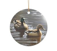 KFRXXZQB Canard colvert - Pendentif en acrylique doré - Ornement personnalisable de haute clarté pour Noël et décoration de mariage.