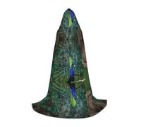 KFRXXZQB Cape à capuche imprimée avec plumes de paon vertes pour jeunes - Cape imprimée réglable pour événements d'Halloween, théâtre scolaire et costumes M