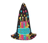 KFRXXZQB Cape à capuche imprimée « Happy Birthday Big Cake » pour jeunes - Cape imprimée réglable pour événements d'Halloween, théâtre scolaire et costumes M