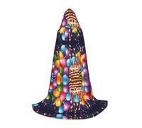 KFRXXZQB Cape à capuche imprimée « Happy Birthday » pour jeunes - Cape imprimée réglable pour événements d'Halloween, théâtre scolaire et costumes M