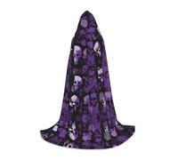 KFRXXZQB Cape à capuche imprimée pour jeunes - Violet et noir gothique - Cape imprimée réglable pour événements d'Halloween, théâtre scolaire et costumes L