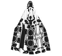 KFRXXZQB Cape d'Halloween à capuche pour adultes avec imprimé batteur - Cape gothique à imprimé complet pour festivals, événements et fêtes à thème avec tissu lavable en machine