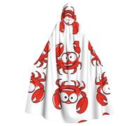 KFRXXZQB Cape d'Halloween à imprimé crabe de dessin animé pour adulte - Cape à capuche réglable pour fêtes, événements gothiques et festivals, lavable en machine