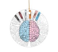 KFRXXZQB Cerveau humain - Pendentif en acrylique doré - Ornement personnalisable de haute clarté pour Noël et décoration de mariage.