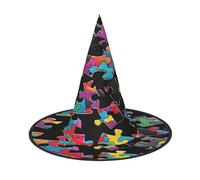 KFRXXZQB Chapeau d'Halloween en forme de cœur pour sensibilisation à l'autisme - Chapeau de sorcière pliable pour festivals, fêtes et fêtes
