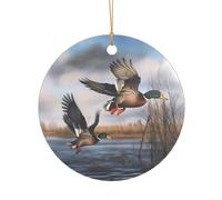 KFRXXZQB Chasse Flying Wild Ducks - Pendentif en acrylique doré - Ornement personnalisable haute clarté pour Noël et décoration de mariage.