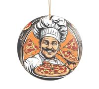 KFRXXZQB Chef Pizza - Pendentif en acrylique doré - Ornement personnalisable de haute clarté pour Noël et décoration de mariage.