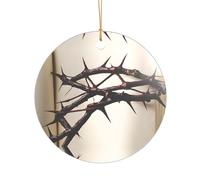 KFRXXZQB Couronne d'épines - Pendentif en acrylique doré - Ornement personnalisable de haute clarté pour Noël et décoration de mariage.