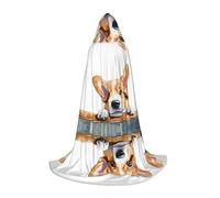 KFRXXZQB Cute Corgi - Cape à capuche imprimée pour jeunes - Cape imprimée réglable pour événements d'Halloween, théâtre scolaire et costumes M