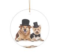 KFRXXZQB Cute Dogs - Pendentif en acrylique doré - Ornement personnalisable haute clarté pour Noël et décoration de mariage.