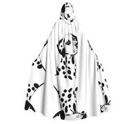 KFRXXZQB Dalmatien - Cape d'Halloween à capuche pour adultes - Imprimé complet - Cape gothique pour festivals, événements et fêtes à thème avec tissu lavable en machine