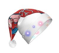 KFRXXZQB Diagramme de l'anatomie humaine en forme de cœur - Chapeau de Noël en peluche pour adulte - Avec lumières LED - Chapeau de Père Noël lumineux pour fêtes, événements - Design doux et lavable