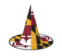 KFRXXZQB Drapeau du Maryland - Chapeau d'Halloween à couverture complète - Couvre-chef de sorcière pliable pour festivals, fêtes et fêtes