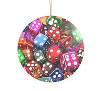 KFRXXZQB Ensemble de dés de jeux - Pendentif en acrylique avec lanière dorée - Ornement personnalisable haute clarté pour Noël et décoration de mariage.