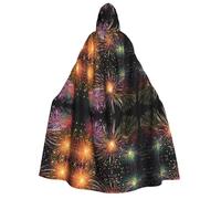 KFRXXZQB Explosion Feu d'artifice 3D - Cape d'Halloween à capuche pour adultes - Cape gothique imprimée complète pour festivals, événements et fêtes à thème avec tissu lavable en machine