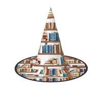 KFRXXZQB Funny Book Shelf Collection - Chapeau d'Halloween à couverture complète - Couvre-chef de sorcière pliable pour festivals, Larp et fêtes 1 pièce