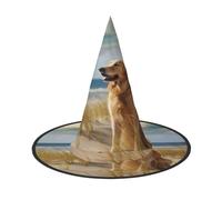 KFRXXZQB Golden Retriever - Chapeau d'Halloween à couverture complète - Couvre-chef de sorcière pliable pour festivals, fêtes et fêtes