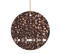 KFRXXZQB Grains de café torréfiés amusants - Pendentifs ronds en aluminium - Impression double face personnalisable, cordon doré fin de 0,8 mm pour Noël., 8cm, Alumide