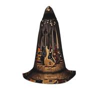 KFRXXZQB Guitare Basse Instruments de musique - Cape à capuche imprimée pour jeunes - Cape imprimée réglable pour événements d'Halloween, théâtre scolaire et costumes L