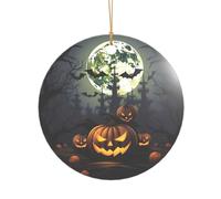 KFRXXZQB Halloween Moon Bat Pumpkin - Pendentif en acrylique doré - Ornement personnalisable haute clarté pour Noël et décoration de mariage.