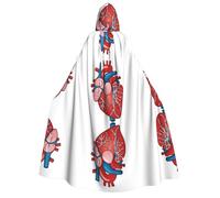 KFRXXZQB Human Anatomy Heart Chart - Cape d'Halloween à capuche pour adultes - Cape gothique imprimée complète pour festivals, événements et fêtes à thème avec tissu lavable en machine