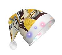 KFRXXZQB Île de Cuba - Chapeau de Noël en peluche pour adulte avec lumières LED - Chapeau de Père Noël lumineux pour fêtes, événements - Design doux et lavable pour les fêtes de fin d'année, les fêtes