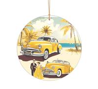 KFRXXZQB Ile de Cuba - Pendentif en acrylique doré - Ornement personnalisable haute clarté pour Noël et décoration de mariage.