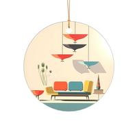 KFRXXZQB Impression moderne du milieu du siècle - Pendentif en acrylique imprimé - Ornement personnalisable haute clarté pour Noël et décoration de mariage.