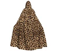 KFRXXZQB Imprimé léopard - Cape d'Halloween à capuche pour adultes - Cape gothique à imprimé complet pour festivals, événements Larp et fêtes à thème avec tissu lavable en machine