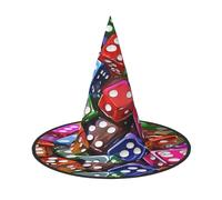 KFRXXZQB Jeu de dés - Chapeau d'Halloween à couverture complète - Couvre-chef de sorcière pliable pour festivals, Larp et fêtes