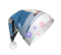 KFRXXZQB Joli pingouin - Chapeau de Noël en peluche pour adulte avec lumières LED pour fêtes, événements, design doux et lavable pour les fêtes de famille, les fêtes de famille.