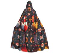 KFRXXZQB Jolie cape d'Halloween à capuche pour adultes avec motif coq - Cape gothique pour festivals, événements et fêtes à thème avec tissu lavable en machine