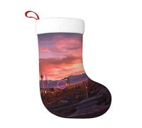 KFRXXZQB Las Vegas Sunset - Chaussette de Noël double face en peluche de luxe, chaussettes de vacances personnalisées pour décoration de cheminée ou d'arbre.