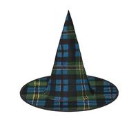 KFRXXZQB Lot de 2 chapeaux d'Halloween à motif tartan écossais bleu et vert - Couvre-chef de sorcière pliable pour festivals, fêtes et fêtes