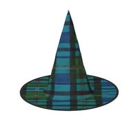 KFRXXZQB Lot de 2 chapeaux d'Halloween à motif tartan écossais bleu vert - Couvre-chef de sorcière pliable pour festivals, fêtes et fêtes
