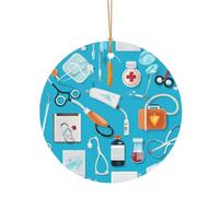 KFRXXZQB Motif de médecine de dessin animé - Pendentifs ronds en aluminium - Impression double face personnalisable, cordon doré fin de 0,8 mm pour Noël., 10cm, Alumide