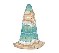 KFRXXZQB Motif de plage romantique - Cape à capuche imprimée pour jeunes - Cape imprimée réglable pour événements d'Halloween, théâtre scolaire et costumes L