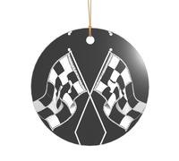KFRXXZQB Motif drapeau à carreaux noir et blanc - Pendentif en acrylique doré - Ornement personnalisable haute clarté pour Noël et décoration de mariage.