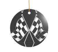 KFRXXZQB Motif drapeau à carreaux noir et blanc - Pendentif en acrylique doré - Ornement personnalisable haute clarté pour Noël et décoration de mariage.